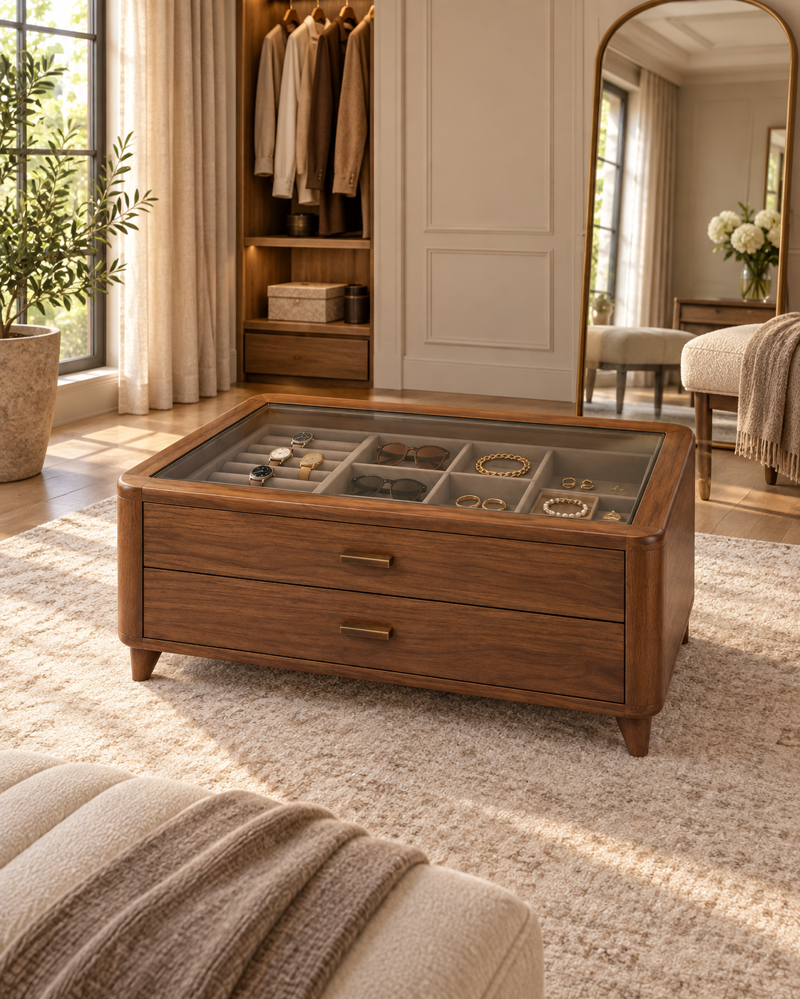 Sloane Glass-Top Accessory Chest