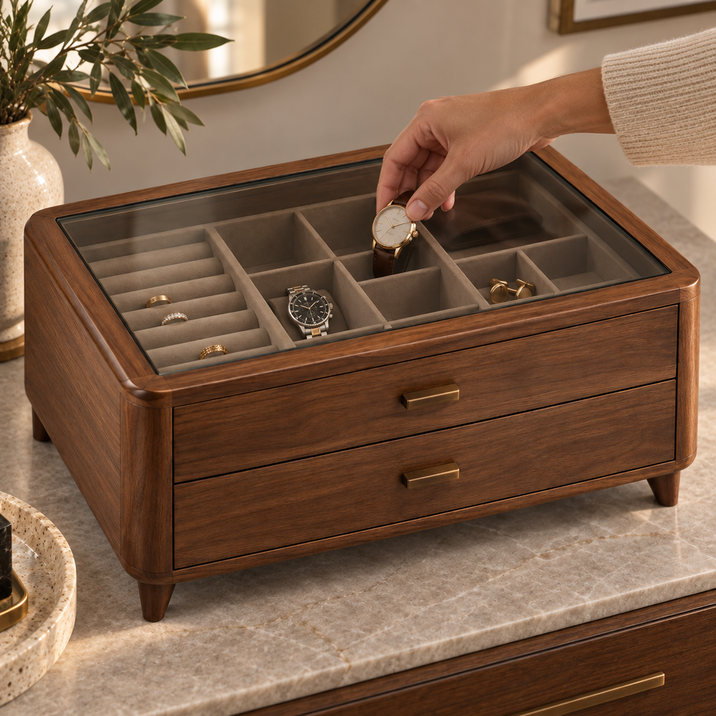 Sloane Glass-Top Accessory Chest